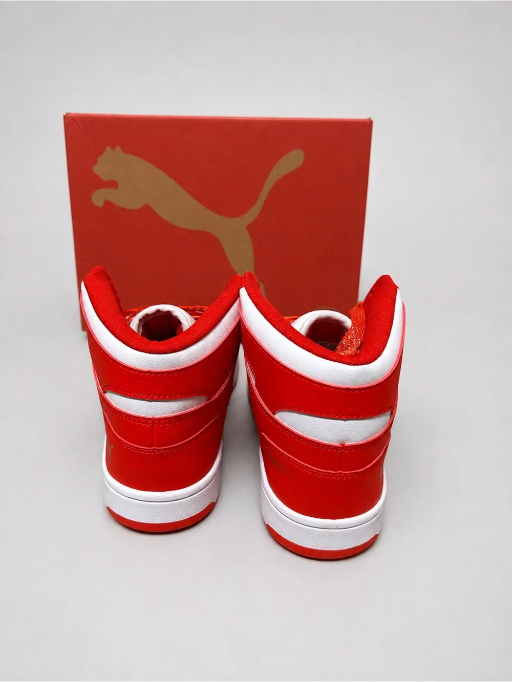 Puma Kids Red and White High-Top Sneakers